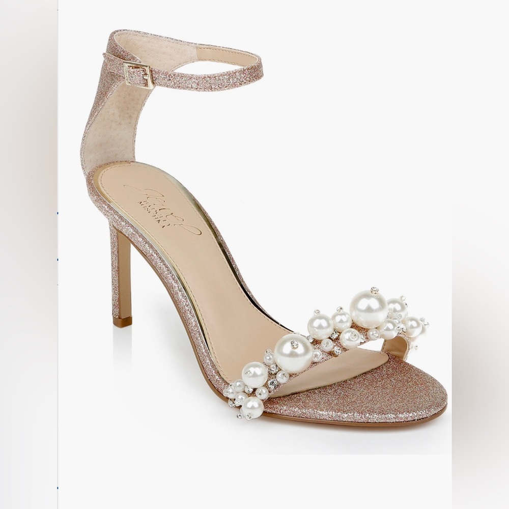 Badgley Mischka Pearl Embellished Heels Sandals